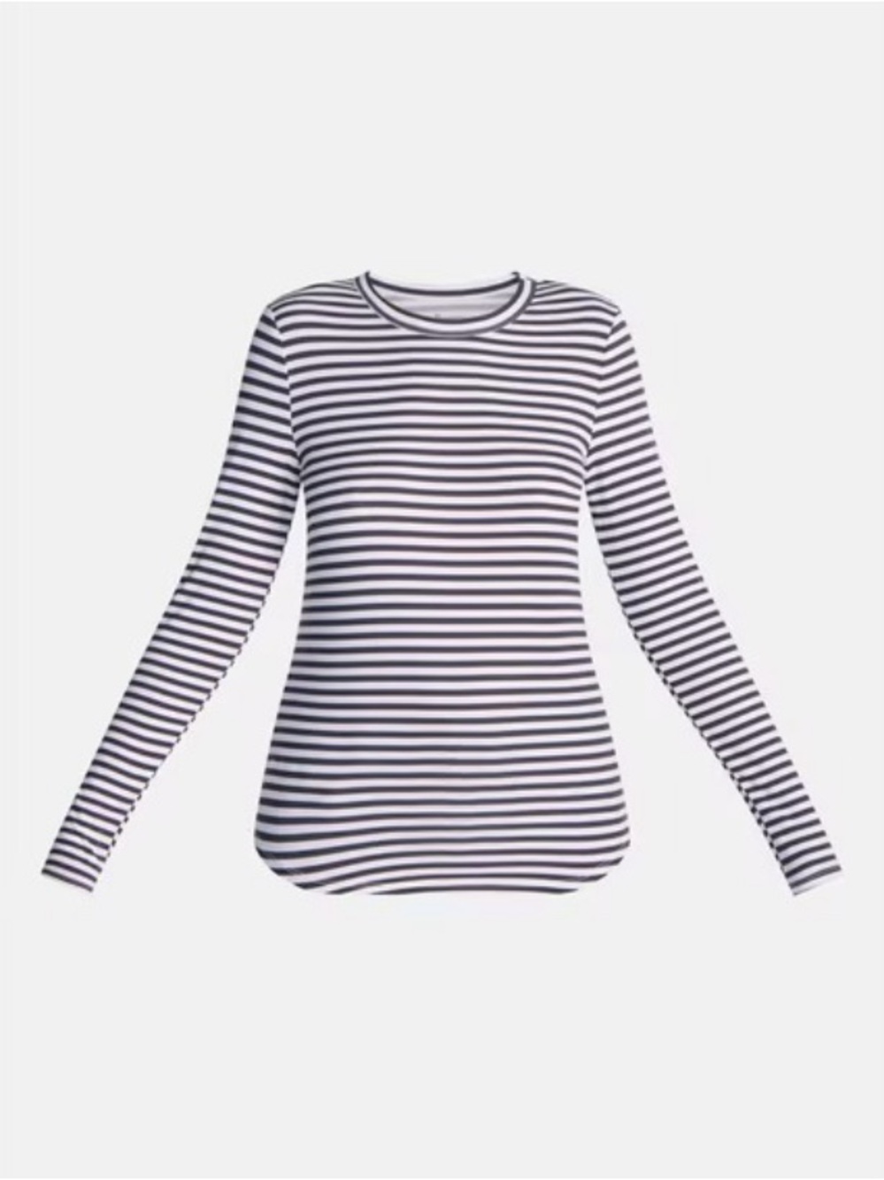 No Boundaries Ribbed Crewneck Tee with Long Sleeves, Women's